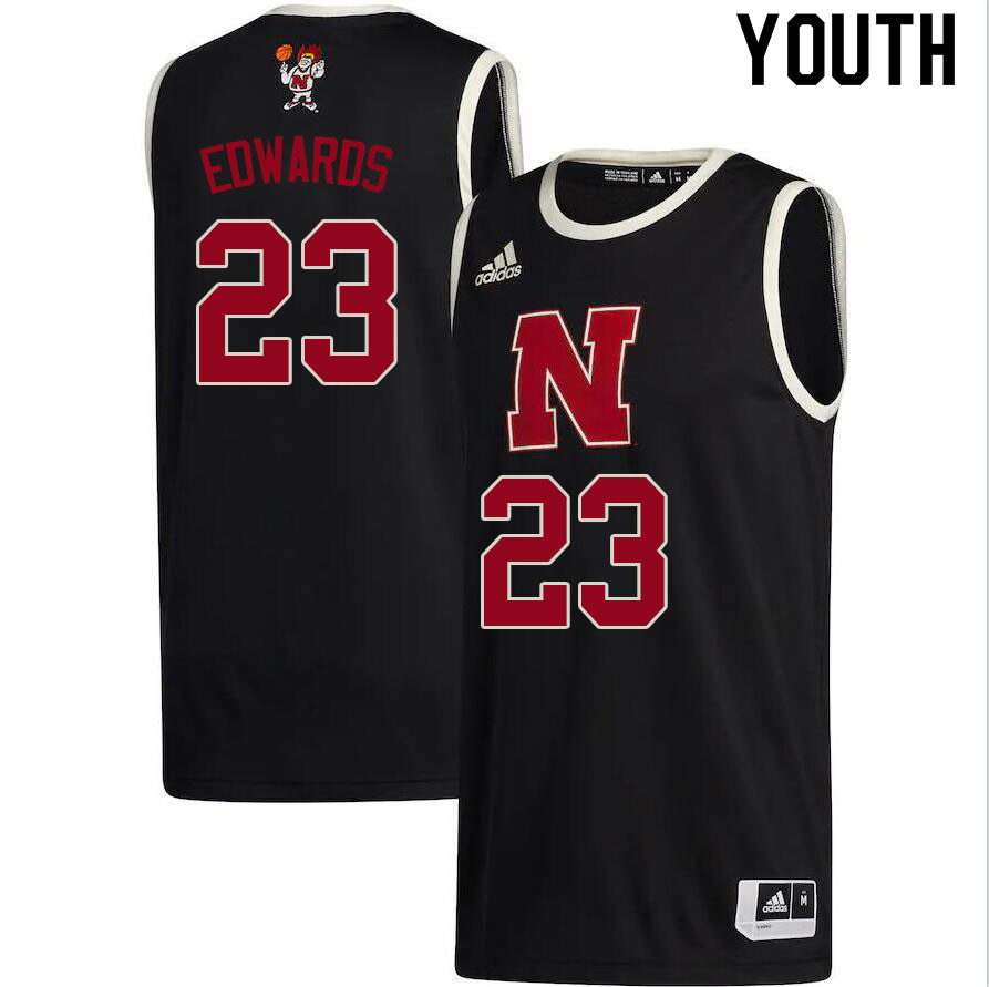 Youth #23 Keon Edwards Nebraska Cornhuskers College Basketball Jerseys Sale-Black - Click Image to Close